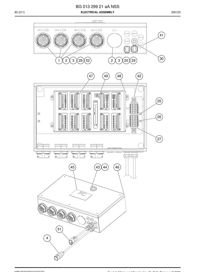 BG01329921a BG 013 299 21a Electrical Assembly - Sandvik Technical Drawing