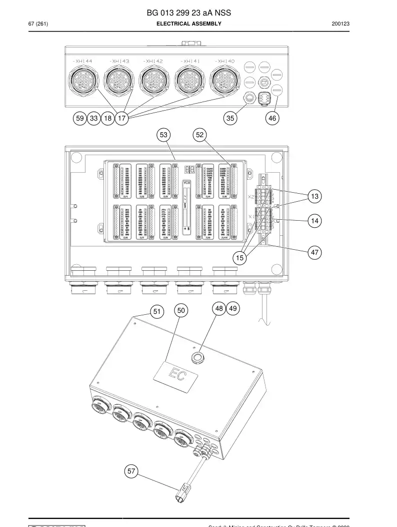 BG01329923a BG 013 299 23a Electrical Assembly - Sandvik Technical Drawing