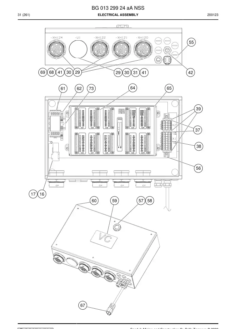 BG01329924a BG 013 299 24a Electrical Assembly - Sandvik Technical Drawing
