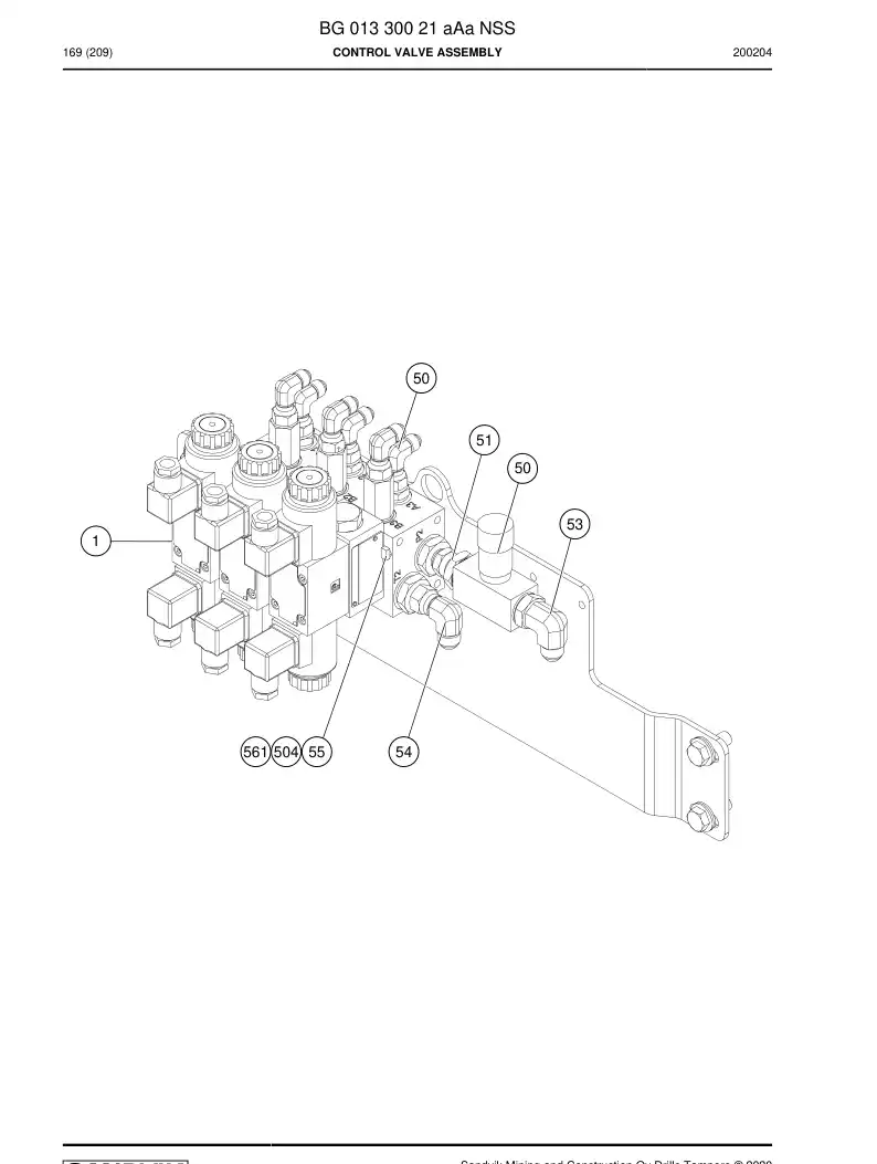BG01330021a BG 013 300 21a Control Valve Assembly - Sandvik Technical Drawing