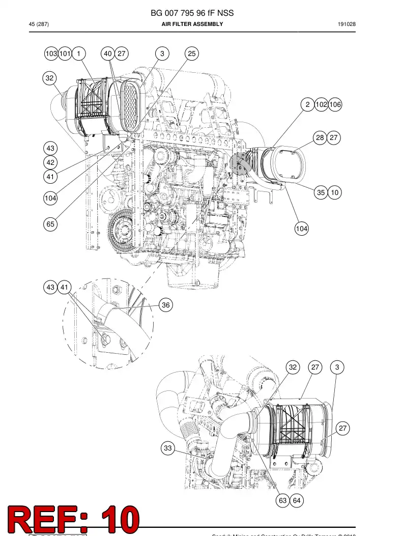 BG01335657a BG 013 356 57a Deflector, Air - Sandvik Technical Drawing