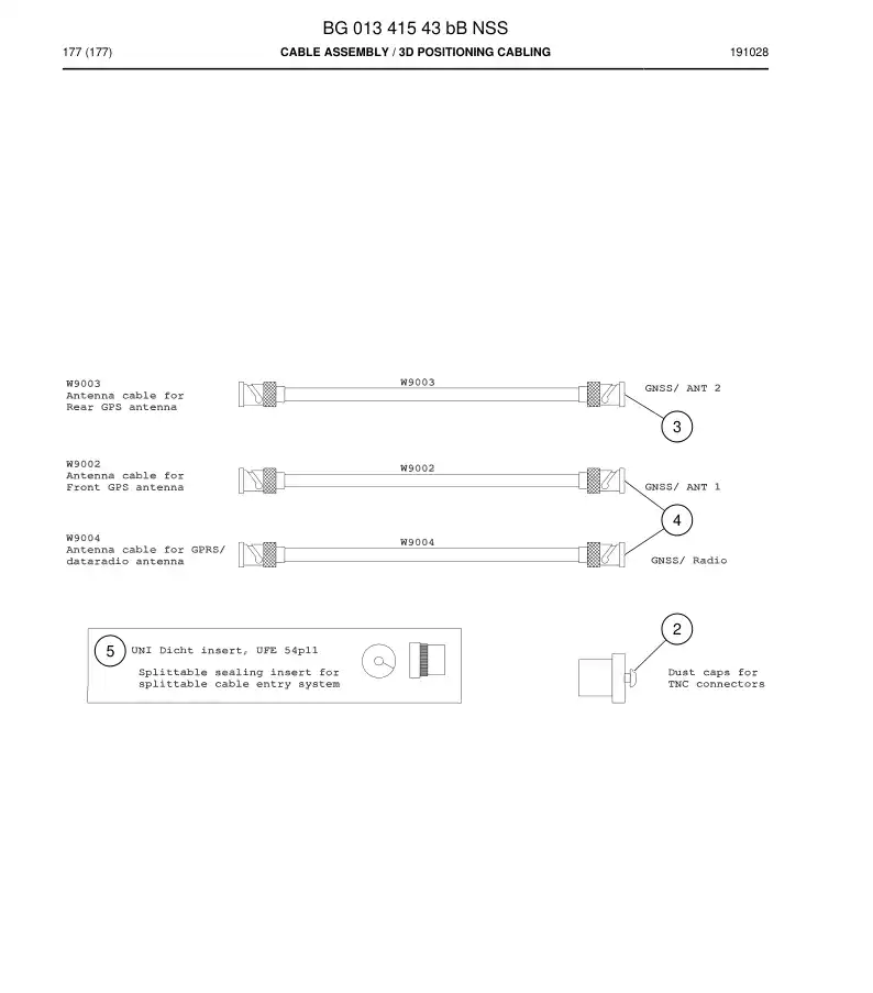 BG01341543b BG 013 415 43b Cable Assembly - Sandvik Technical Drawing