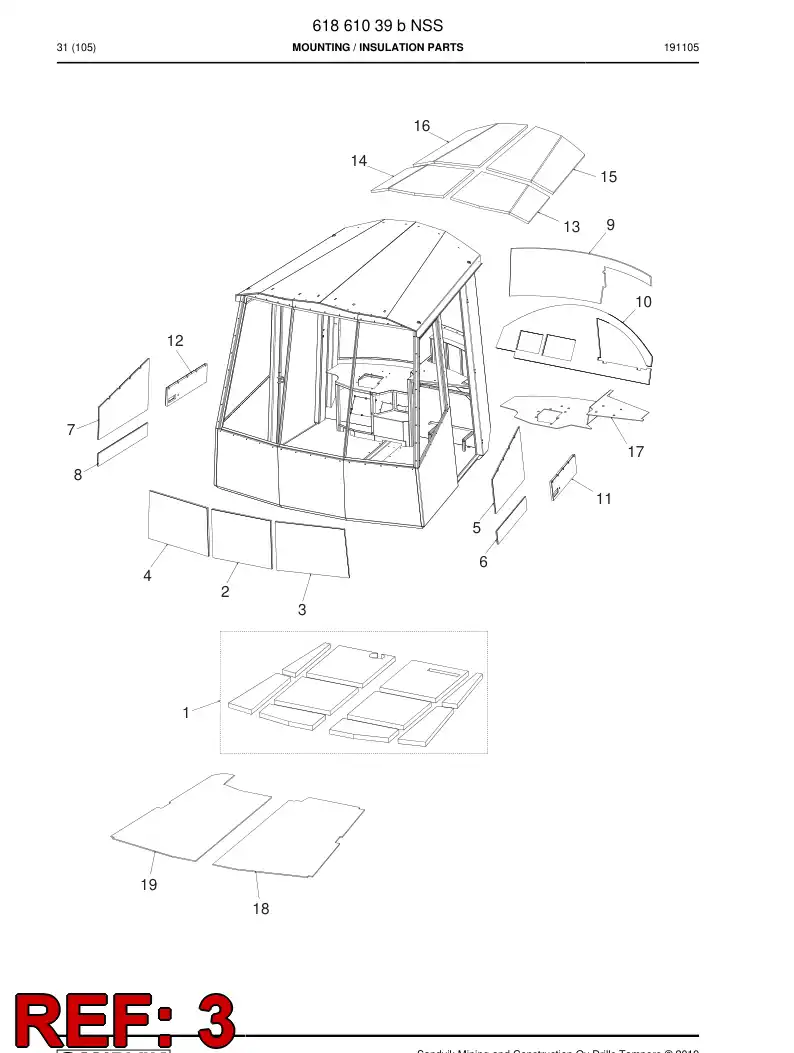 BG01346788a BG 013 467 88a Insulation, Noise - Sandvik Technical Drawing
