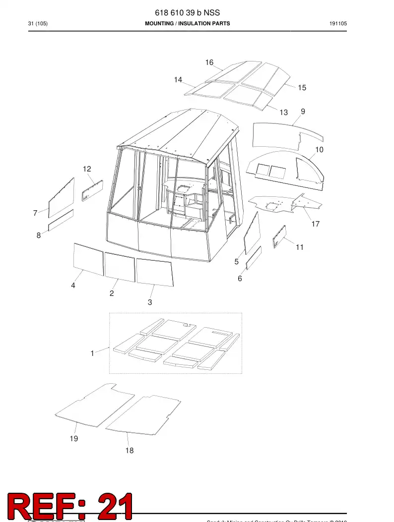 BG01346796a BG 013 467 96a Insulation, Noise - Sandvik Technical Drawing