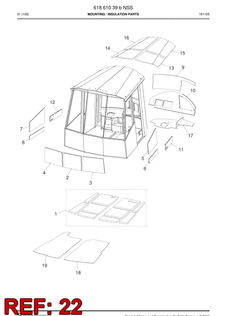 BG01346797a BG 013 467 97a Insulation, Noise - Sandvik Technical Drawing