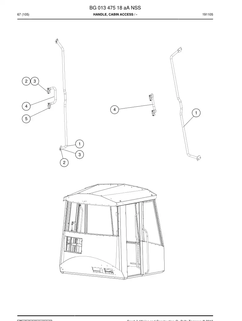 BG01347518a BG 013 475 18a Handle, Cabin Access - Sandvik Technical Drawing