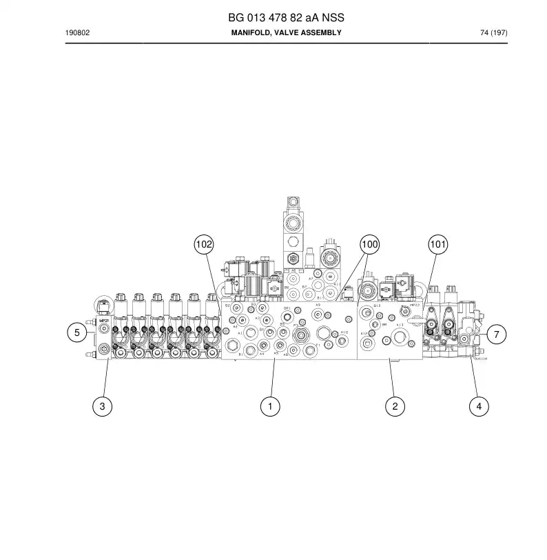 BG01347882a BG 013 478 82a Manifold, Valve Assembly - Sandvik Technical Drawing