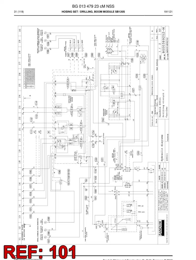 BG01347931a BG 013 479 31a Hose Assembly, Hydraulic - Sandvik Technical Drawing