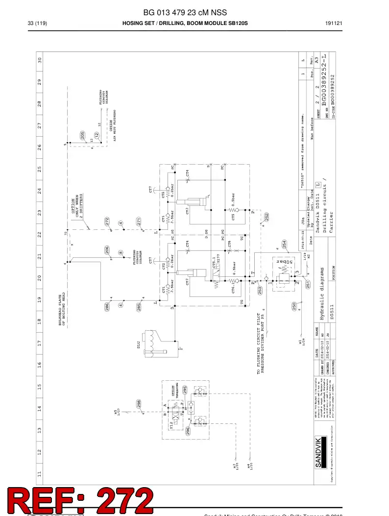 BG01348784a BG 013 487 84a Hose Assembly, Hydraulic - Sandvik Technical Drawing