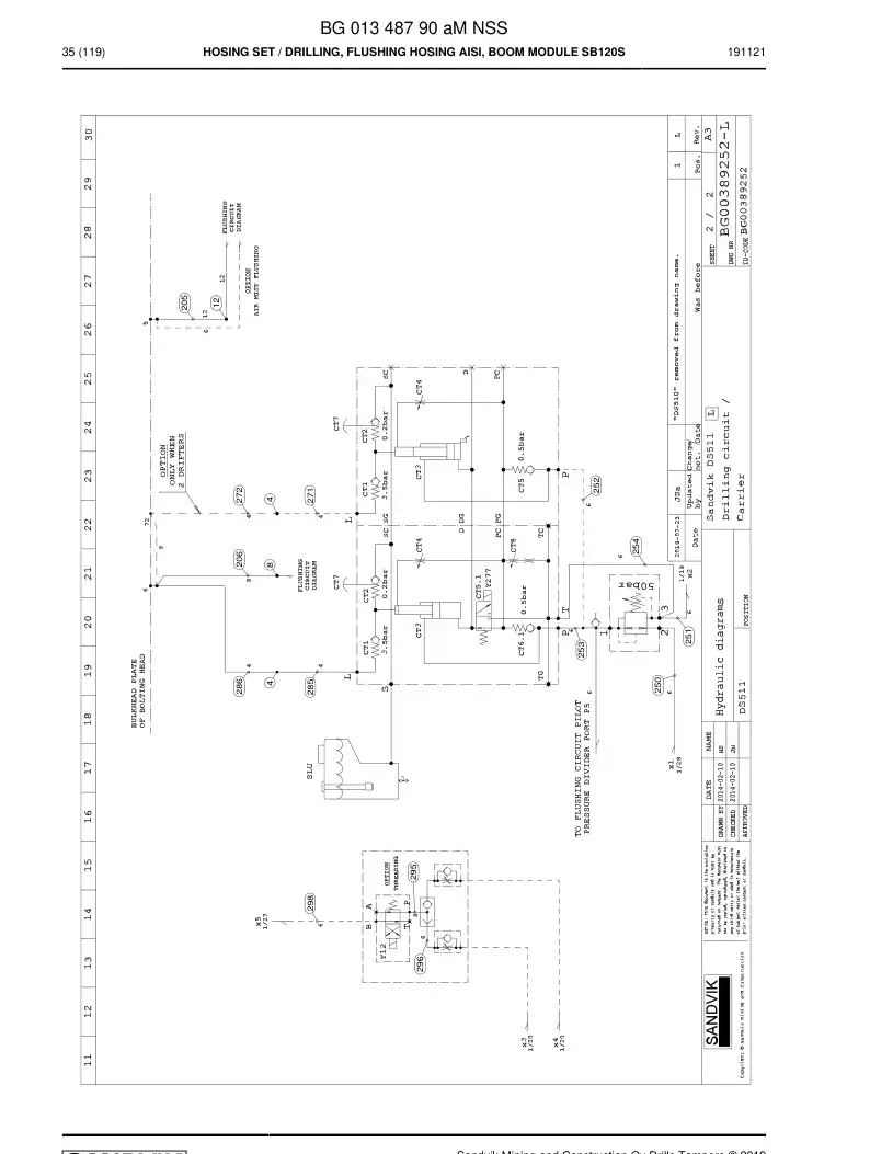 BG01348790a BG 013 487 90a Hosing Set - Sandvik Technical Drawing