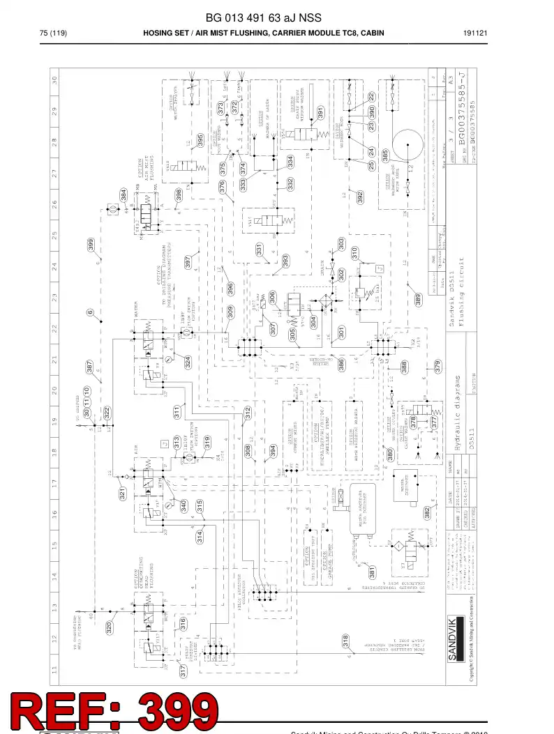 BG01349165a BG 013 491 65a Hose Assembly, Hydraulic - Sandvik Technical Drawing