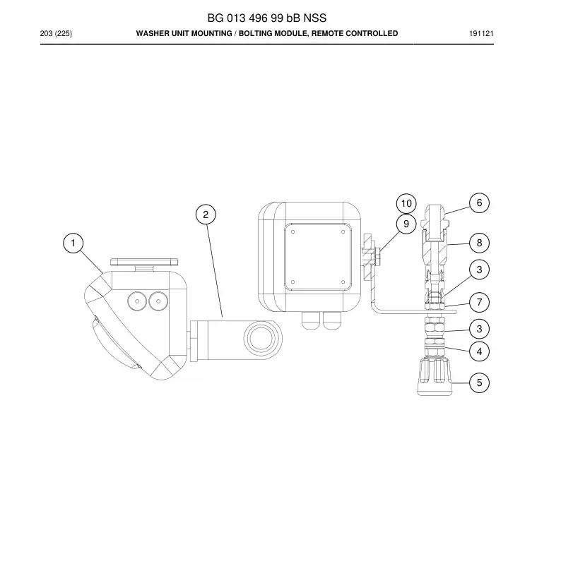 BG01349699b BG 013 496 99b Washer Unit mounting - Sandvik Technical Drawing