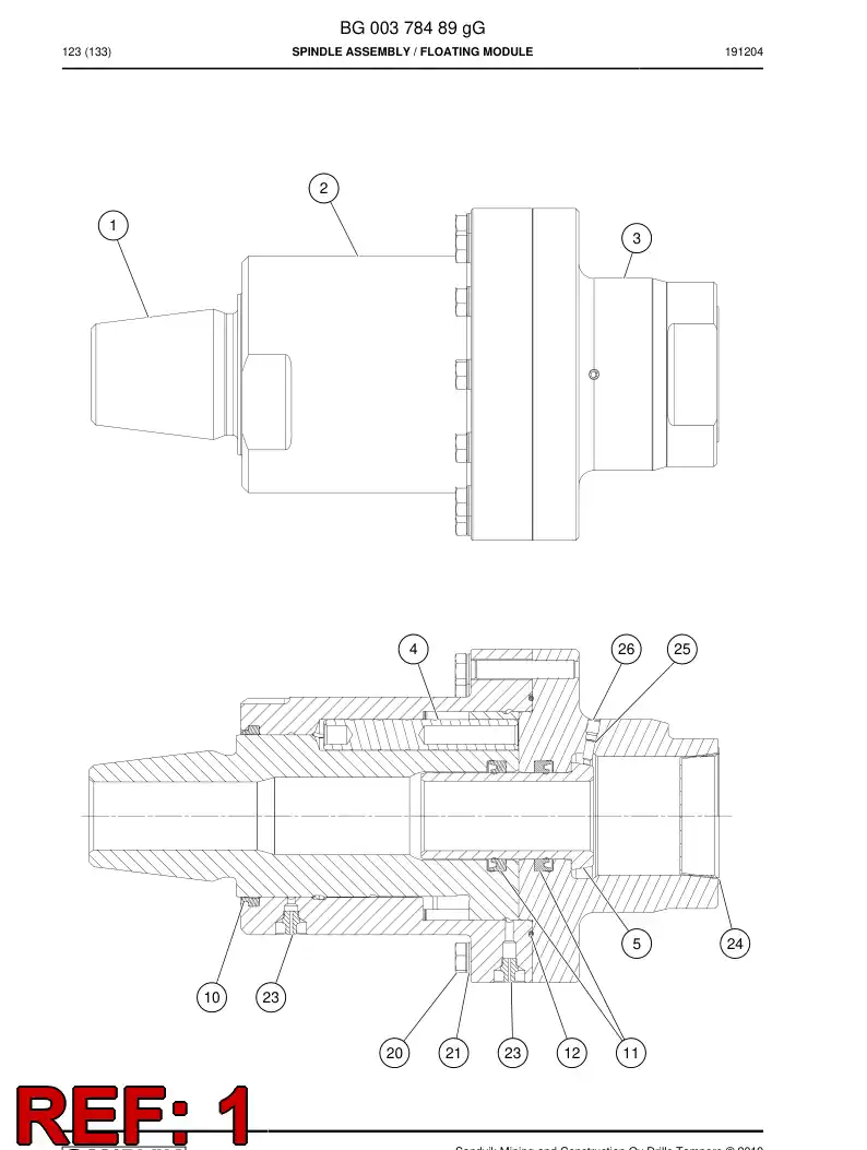 BG01349809a BG 013 498 09a Shaft - Sandvik Technical Drawing