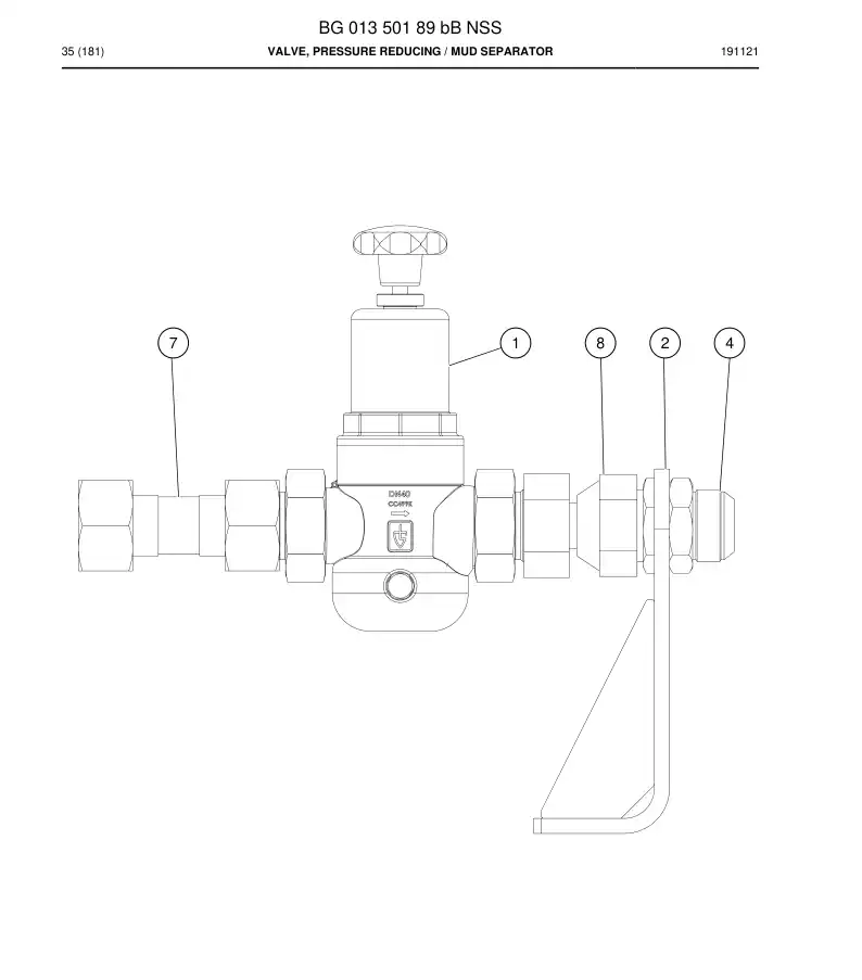 BG01350189b BG 013 501 89b Valve, Pressure Reducing - Sandvik Technical Drawing