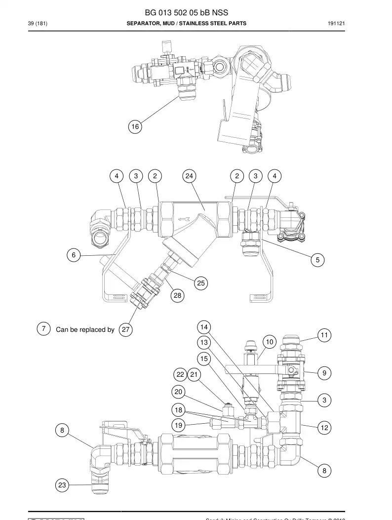 BG01350205b BG 013 502 05b Separator, Mud - Sandvik Technical Drawing