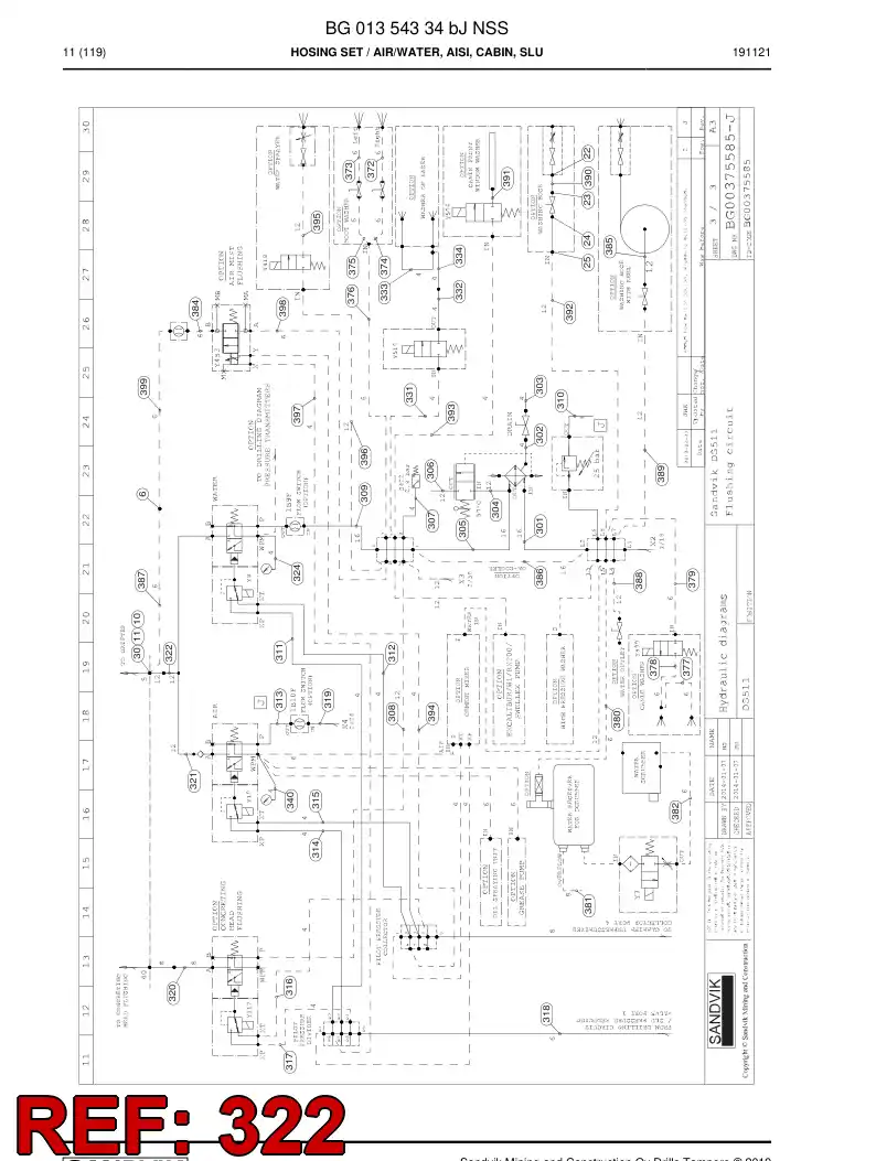 BG01350215a BG 013 502 15a Hose Assembly, Hydraulic - Sandvik Technical Drawing
