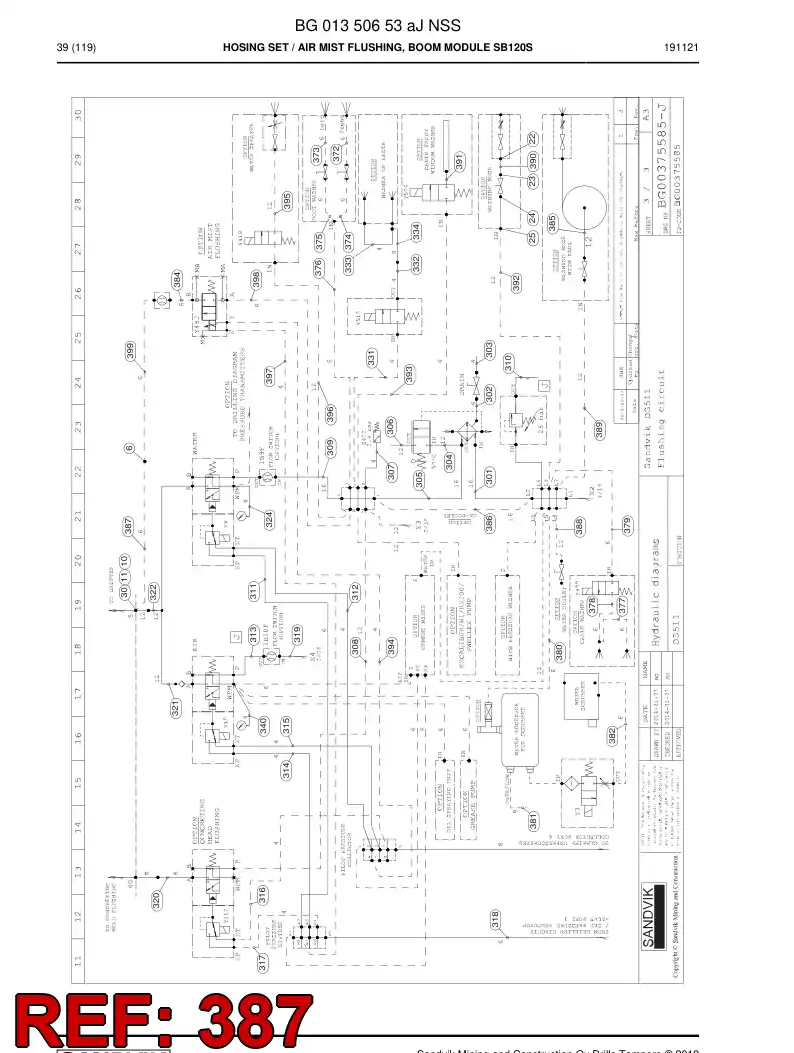 BG01350663a BG 013 506 63a Hose Assembly, Hydraulic - Sandvik Technical Drawing