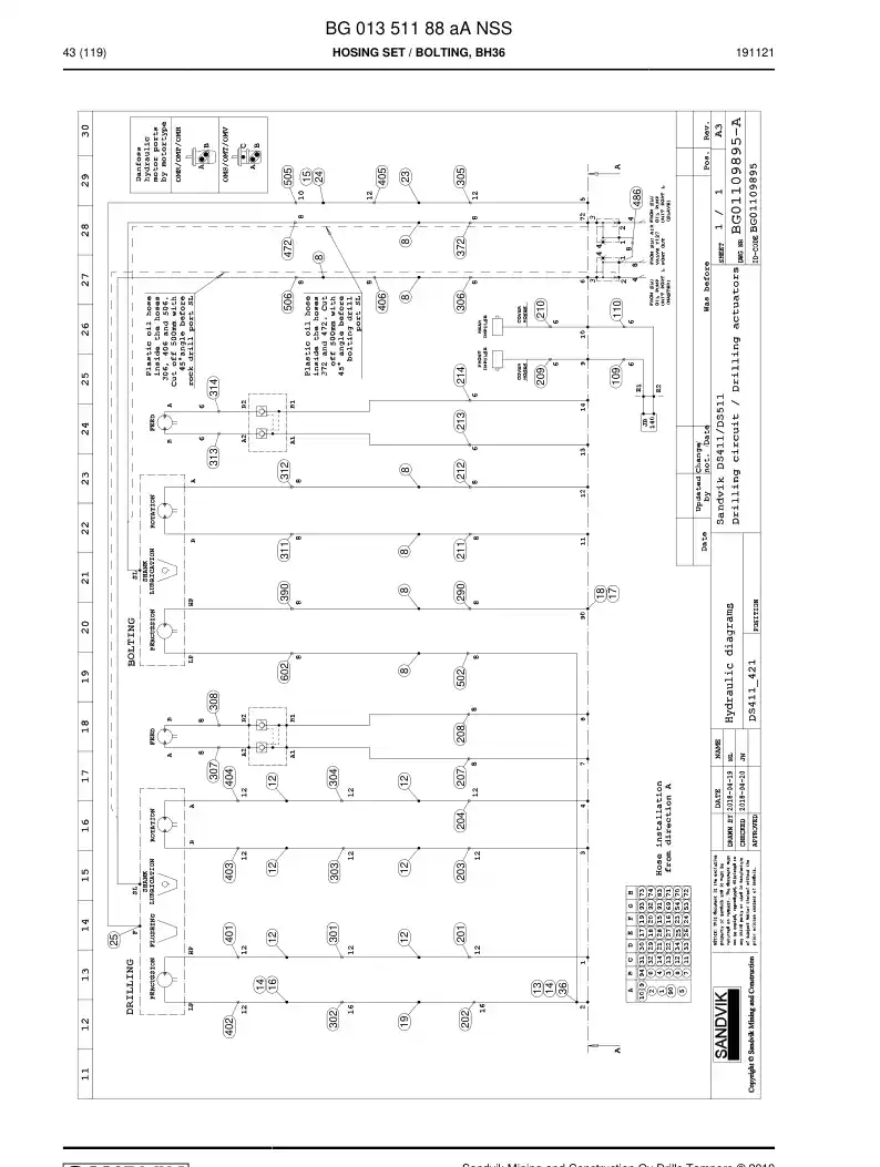 BG01351188a BG 013 511 88a Hosing Set - Sandvik Technical Drawing