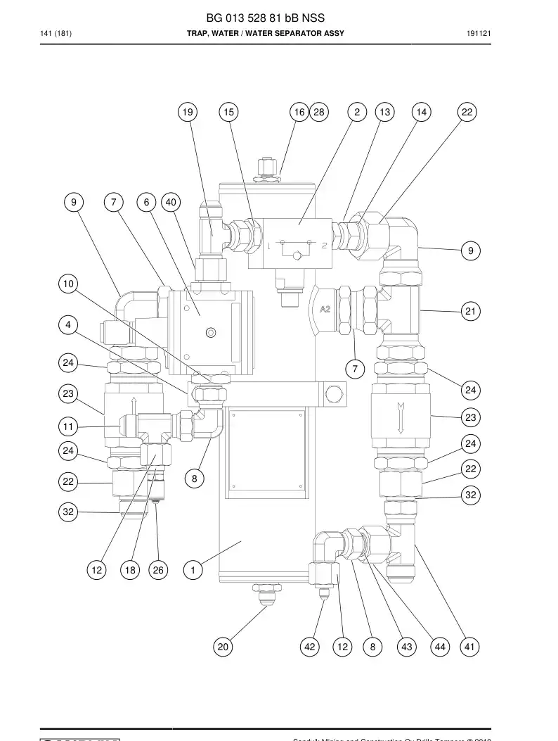 BG01352881b BG 013 528 81b Trap, Water - Sandvik Technical Drawing