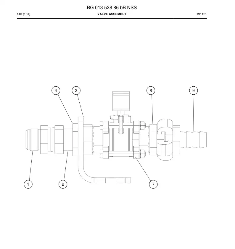 BG01352886b BG 013 528 86b Valve Assembly - Sandvik Technical Drawing