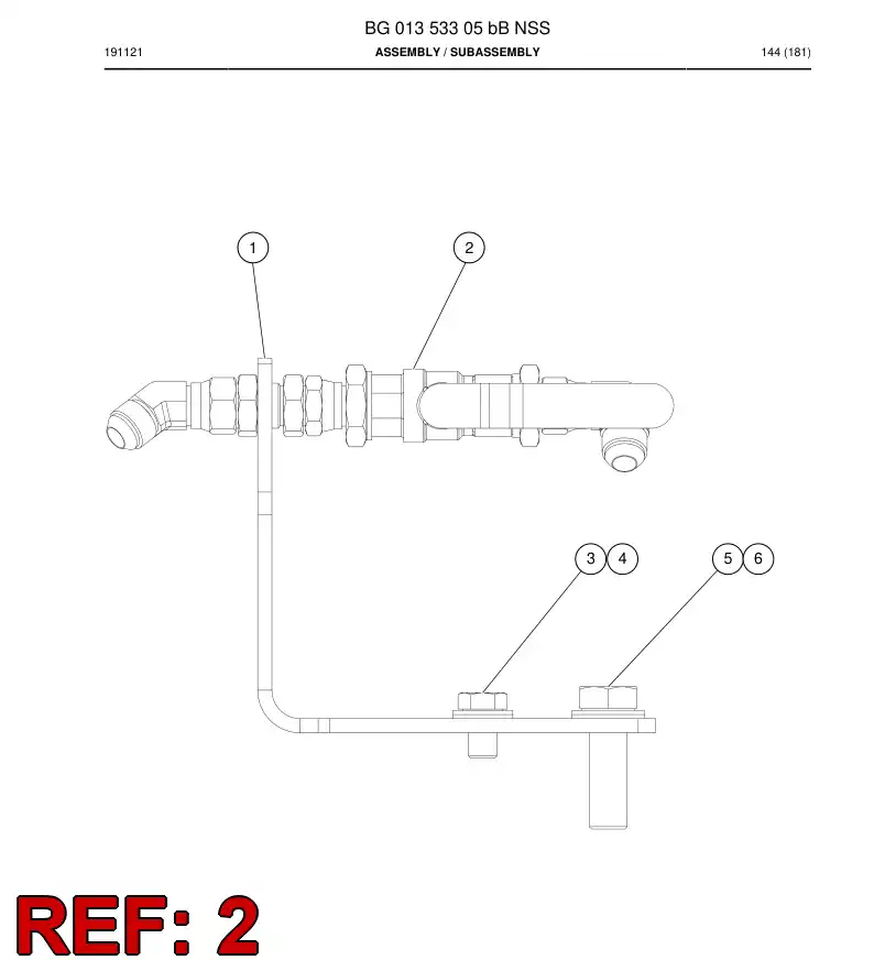 BG01353320b BG 013 533 20b Valve, Drain - Sandvik Technical Drawing