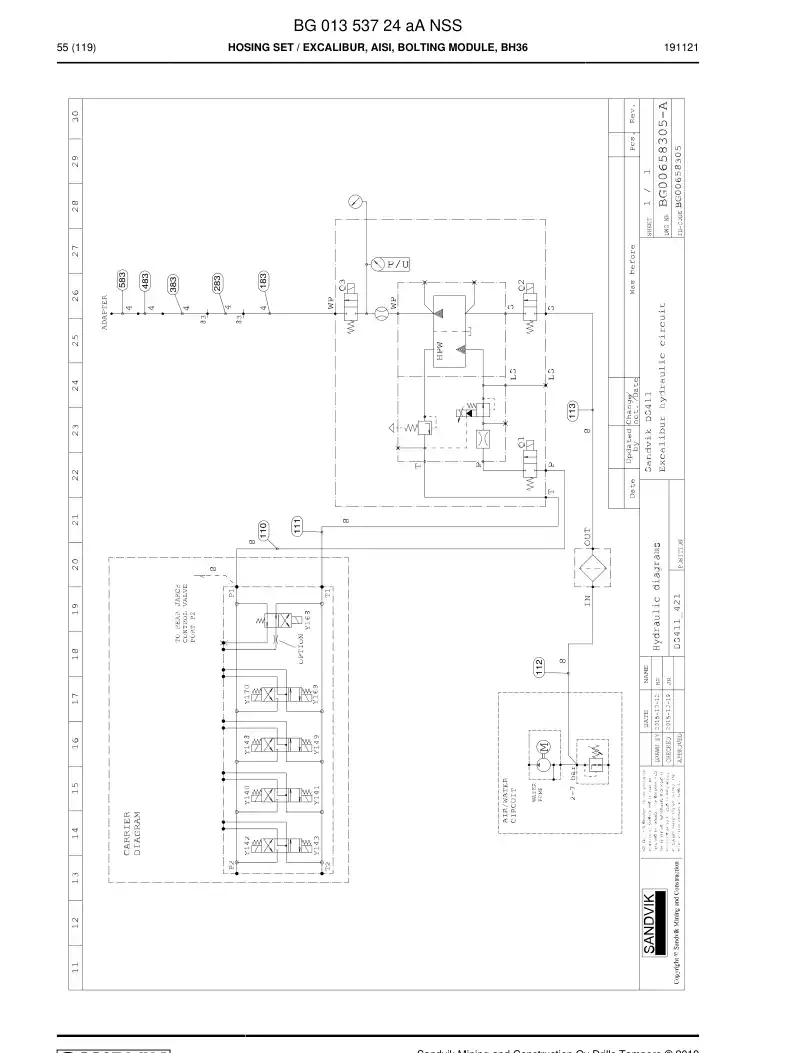 BG01353724a BG 013 537 24a Hosing Set - Sandvik Technical Drawing