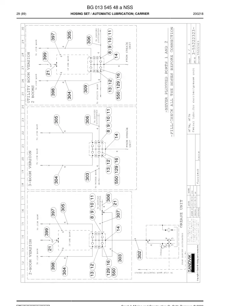 BG01354548a BG 013 545 48a Hosing Set - Sandvik Technical Drawing