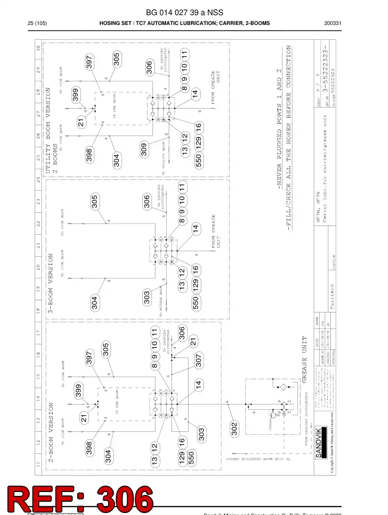 BG01354571a BG 013 545 71a Hose Assembly, Hydraulic - Sandvik Technical Drawing