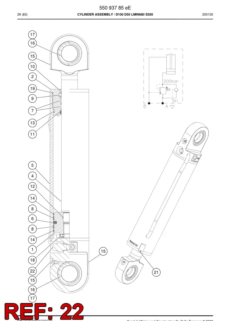 BG01356120b BG 013 561 20b Valve, Counterbalance - Sandvik Technical Drawing