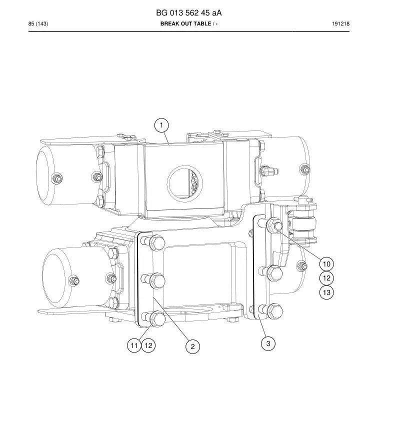 BG01356245a BG 013 562 45a Break Out Table - Sandvik Technical Drawing
