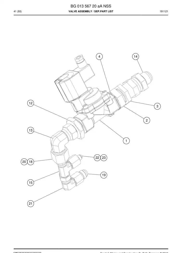 BG01356720a BG 013 567 20a Valve Assembly - Sandvik Technical Drawing