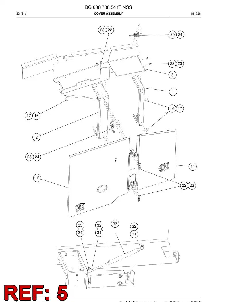 BG01358128a BG 013 581 28a Roof - Sandvik Technical Drawing
