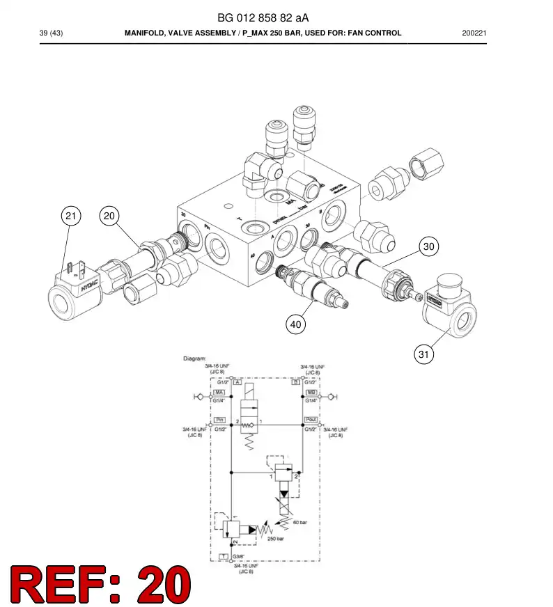 BG01358523a BG 013 585 23a Valve, Poppet, Directional - Sandvik Technical Drawing