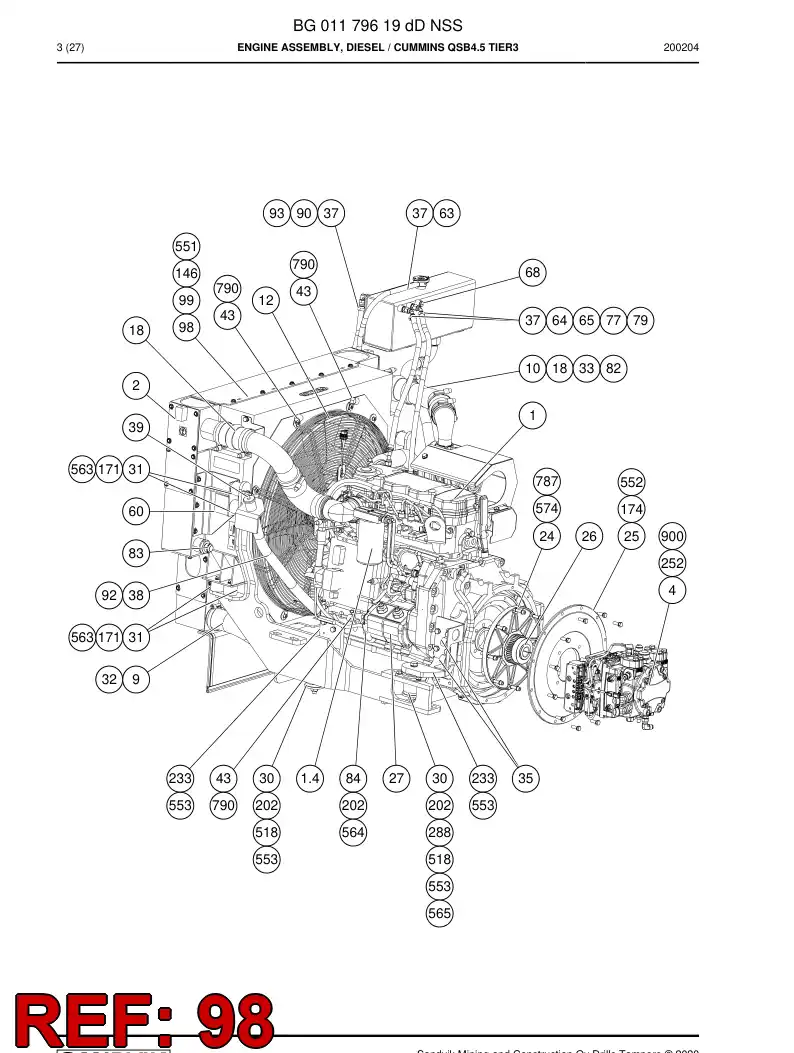 BG01361097b BG 013 610 97b Sheet, Rubber - Sandvik Technical Drawing