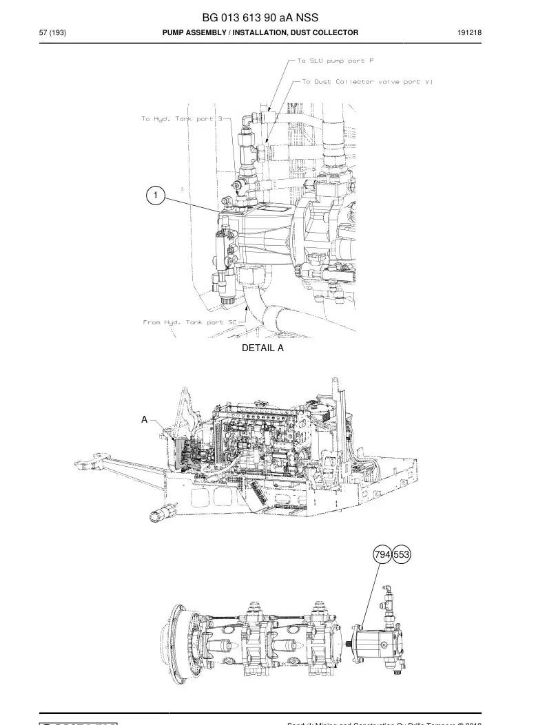 BG01361390a BG 013 613 90a Pump Assembly - Sandvik Technical Drawing