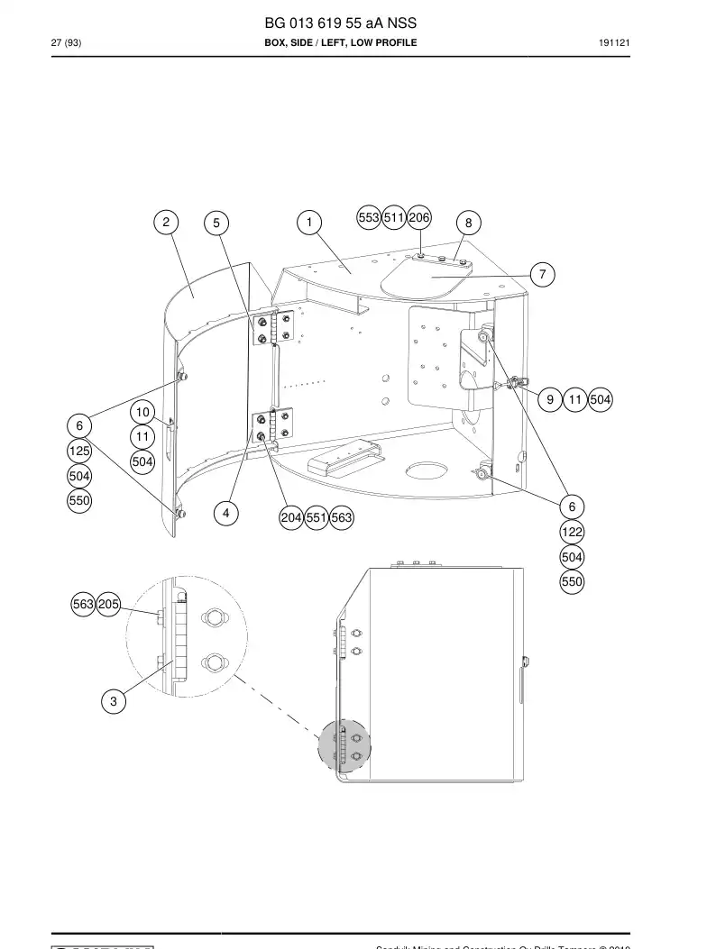 BG01361955a BG 013 619 55a Box, Side - Sandvik Technical Drawing
