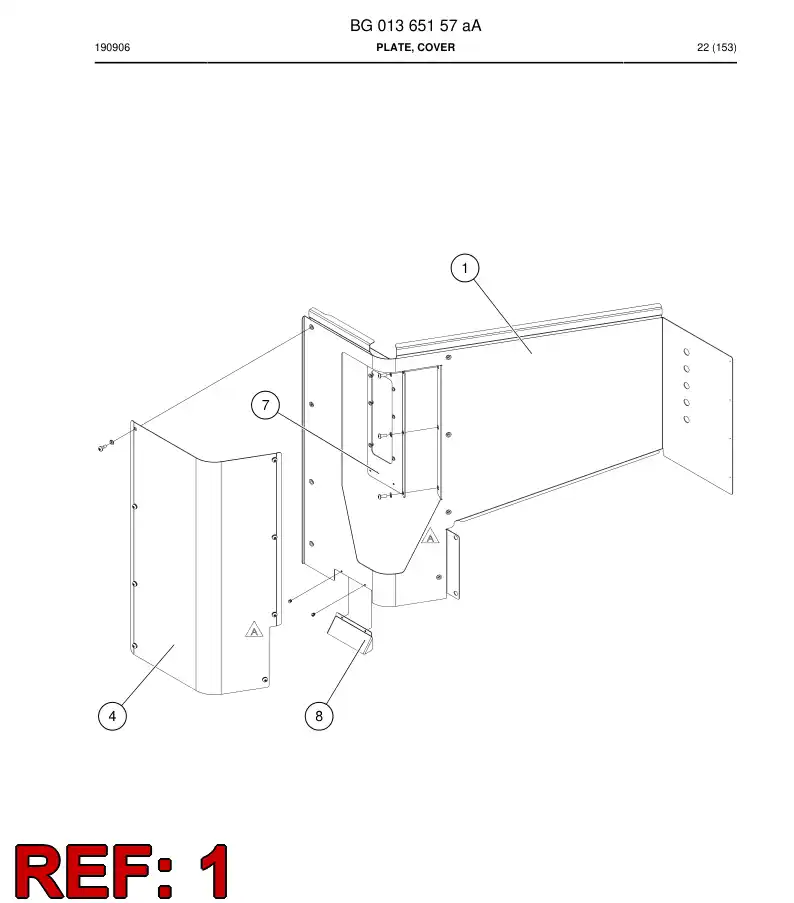 BG01365165a BG 013 651 65a Plate, Cover - Sandvik Technical Drawing