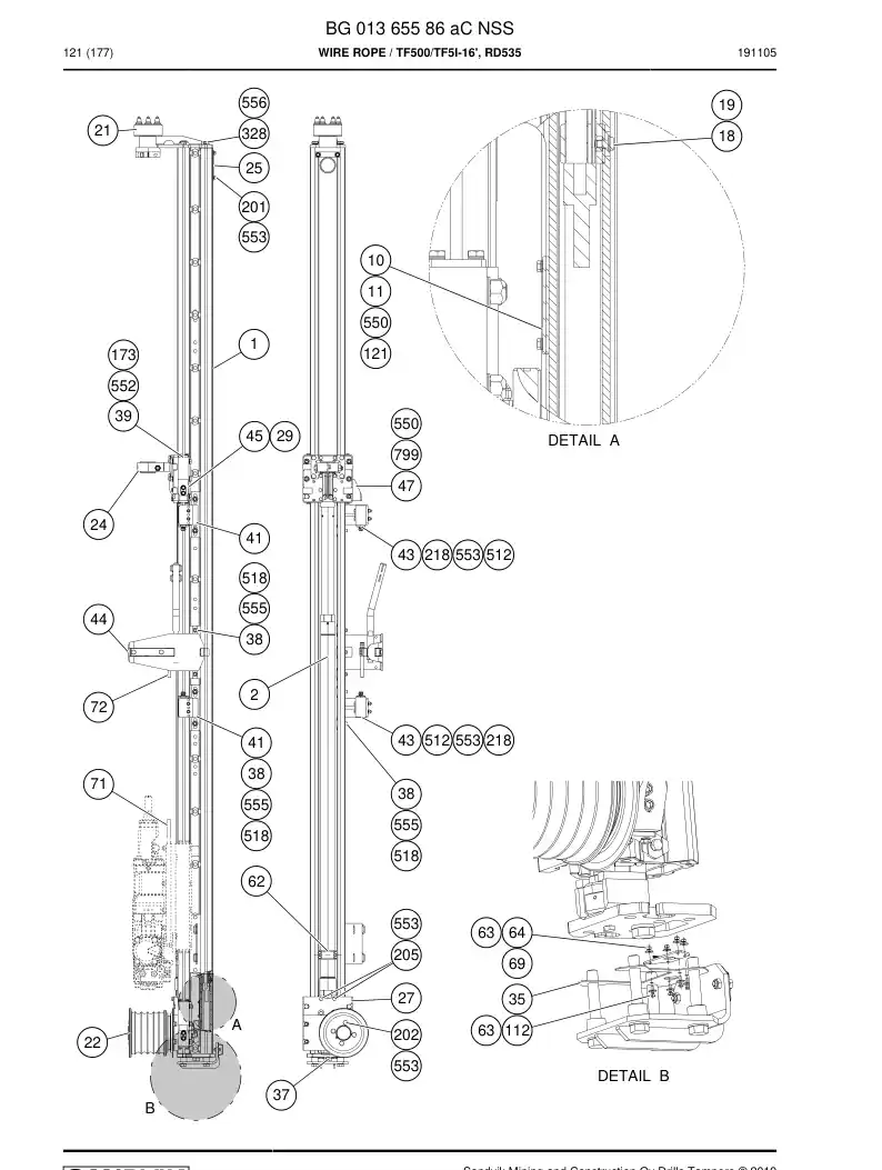 BG01365586a BG 013 655 86a Wire Rope - Sandvik Technical Drawing