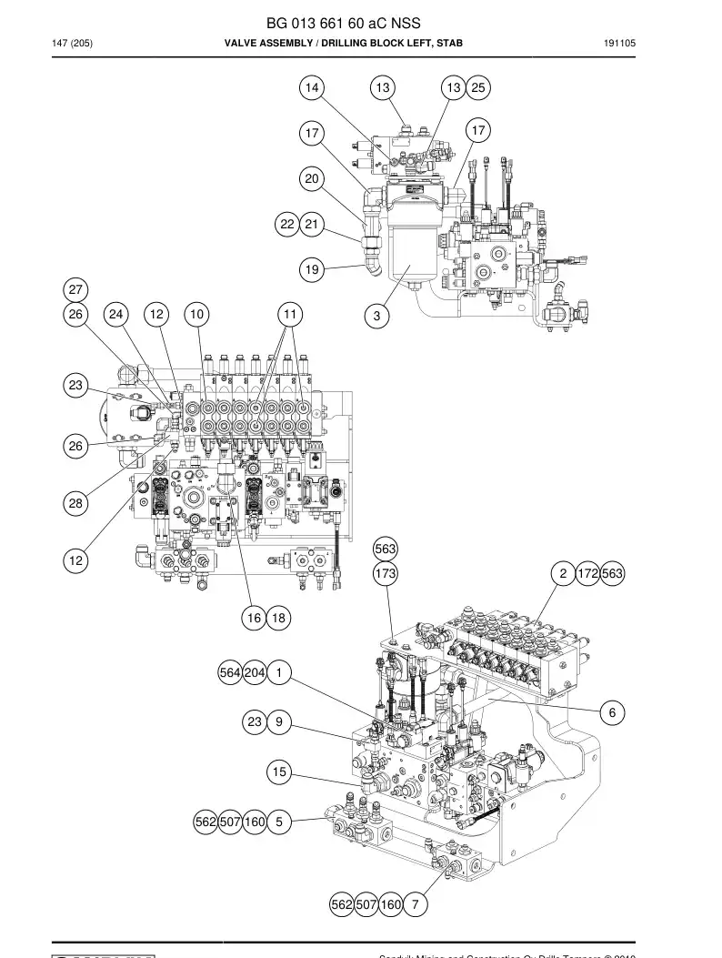 BG01366160a BG 013 661 60a Valve Assembly - Sandvik Technical Drawing
