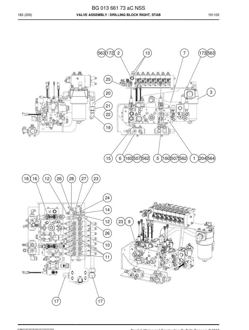 BG01366173a BG 013 661 73a Valve Assembly - Sandvik Technical Drawing