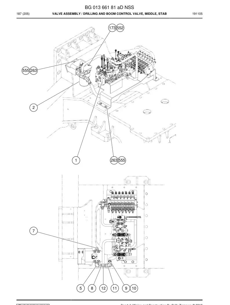 BG01366181a BG 013 661 81a Valve Assembly - Sandvik Technical Drawing