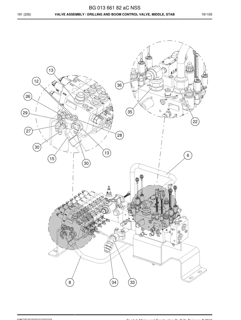 BG01366182a BG 013 661 82a Valve Assembly - Sandvik Technical Drawing