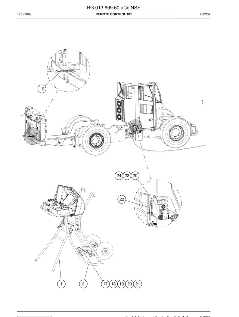BG01369960a BG 013 699 60a Remote Control Kit - Sandvik Technical Drawing
