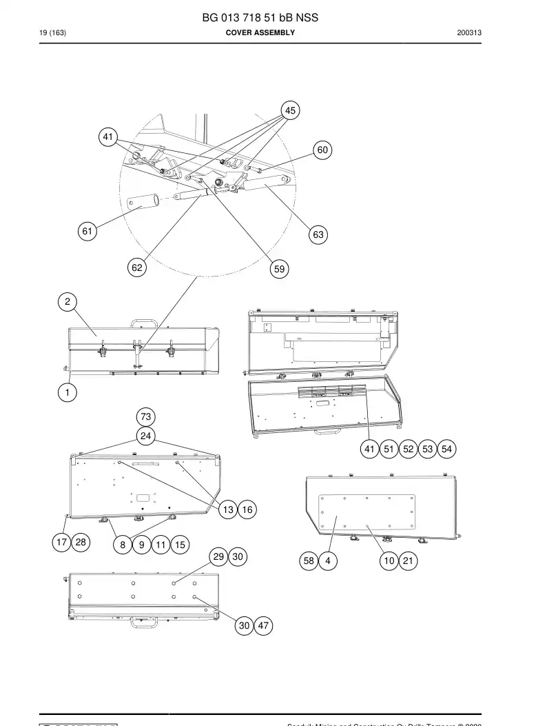 BG01371851b BG 013 718 51b Cover Assembly - Sandvik Technical Drawing