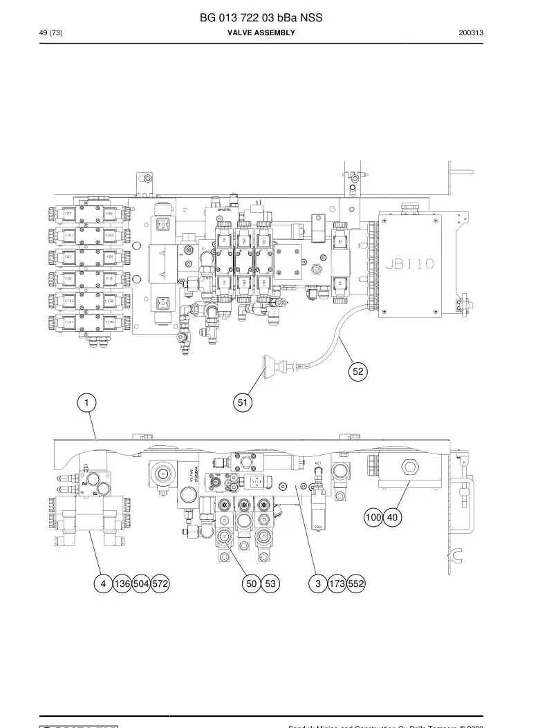 BG01372203b BG 013 722 03b Valve Assembly - Sandvik Technical Drawing