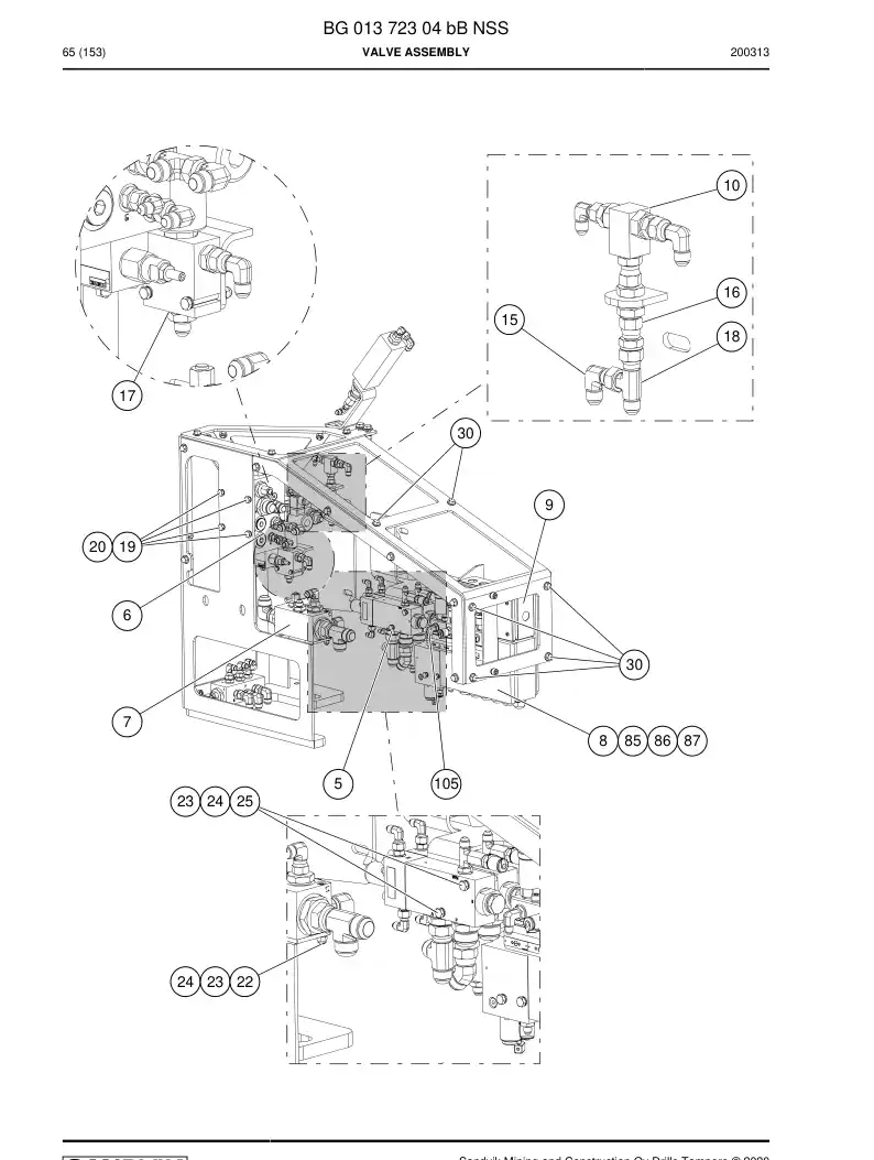 BG01372304b BG 013 723 04b Valve assembly - Sandvik Technical Drawing