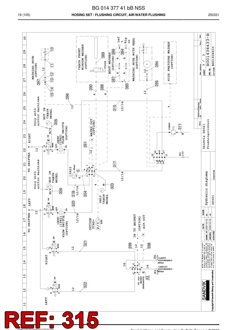 BG01374455a BG 013 744 55a Hose Assembly, Hydraulic - Sandvik Technical Drawing
