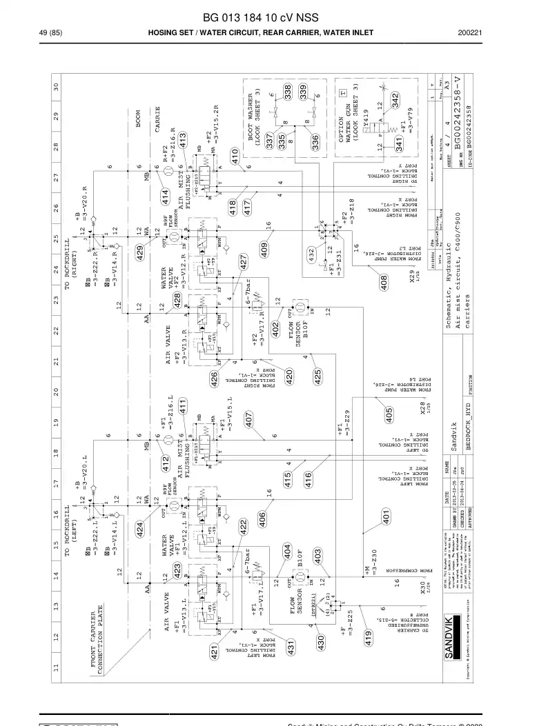 BG01374673a BG 013 746 73a Hose Assembly, Hydraulic - Sandvik Technical Drawing