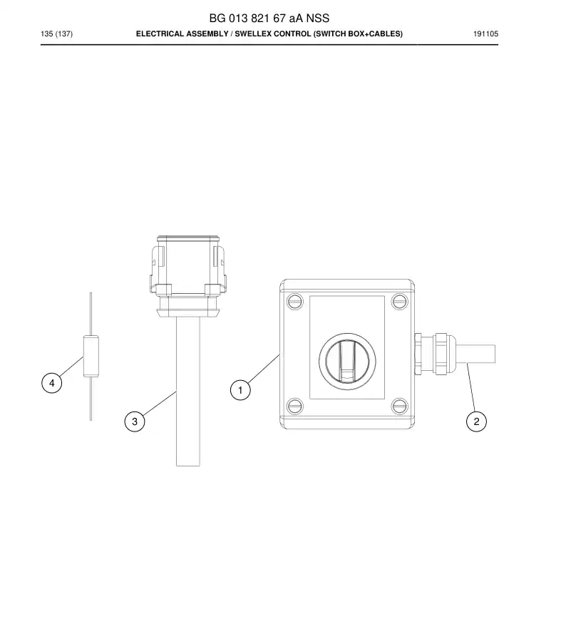BG01382167a BG 013 821 67a Electrical Assembly - Sandvik Technical Drawing