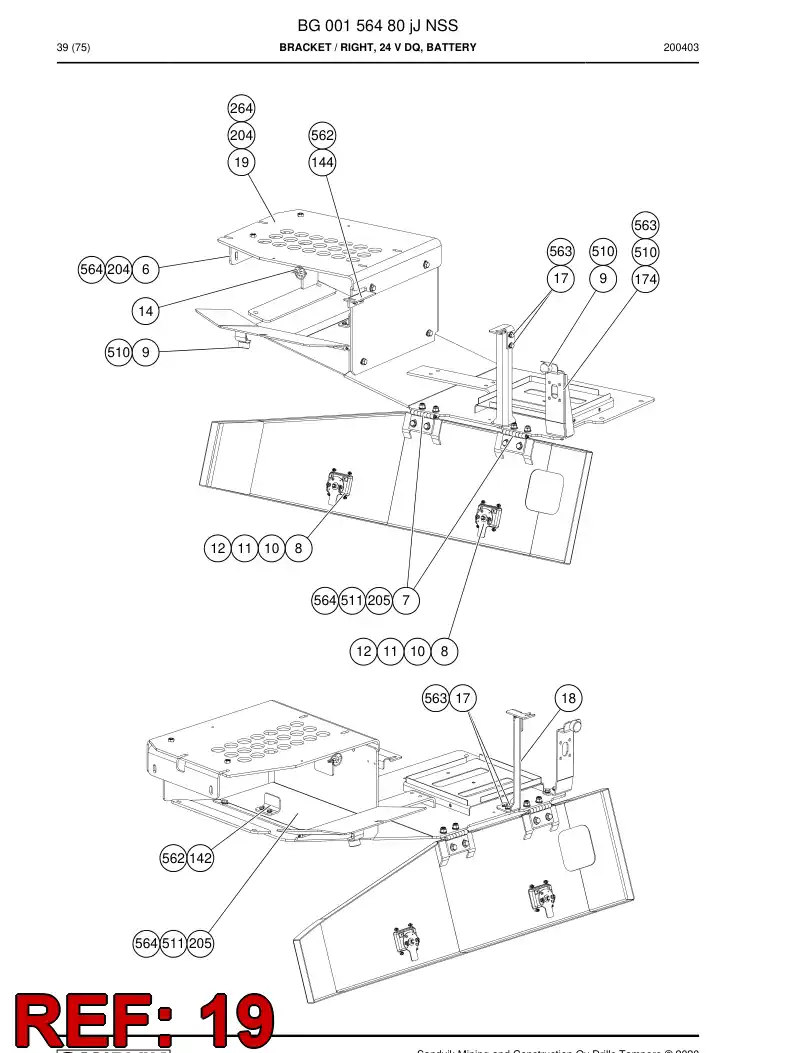 BG01392259a BG 013 922 59a Bracket - Sandvik Technical Drawing